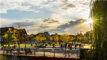 Sonnenuntergang im öffentlichen Park