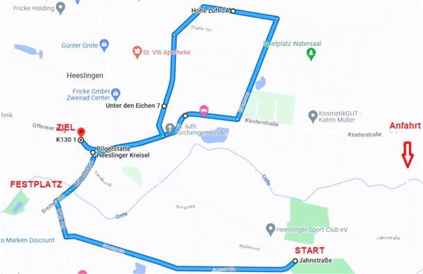 Streckenverlauf des Heeslinger Festumzuges