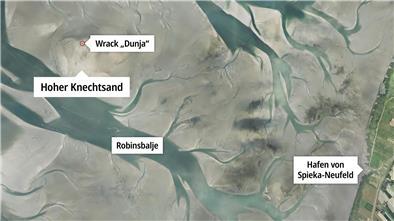 Eine Draufsicht über den Großen Knechtsand.