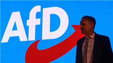 Thüringens AfD-Chef Björn Höcke bei einer Veranstaltung im thüringischen Pfiffelbach.