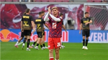 Timo Werner (RB Leipzig) stand erstmals wieder im RB-Kader und wurde von den Fans mit Sprechchören gefeiert. 