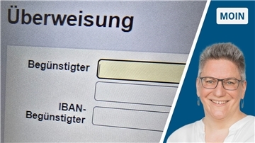 Ausschnitt aus einem Überweisungsträger auf einem Bildschirm