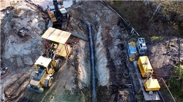 Baustelle von oben fotografiert