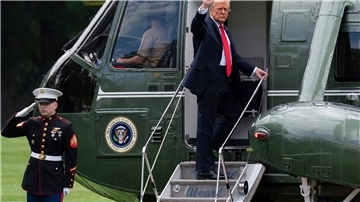 US-Präsident Donald Trump flog zum Finale der US Open nach New York.
