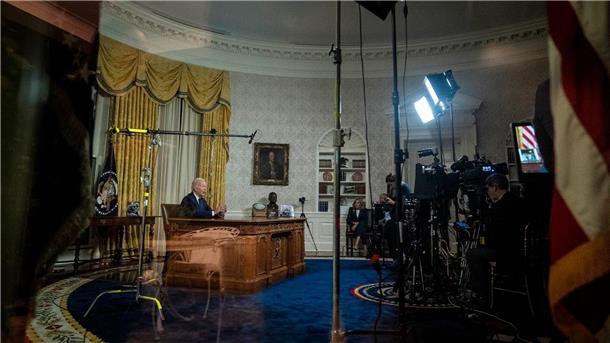 Krieg gegen die Ukraine: So ist die Lage US-Präsident Joe Biden spricht im Oval Office des Weißen Hauses über den Krieg in Nahost und der Ukraine.