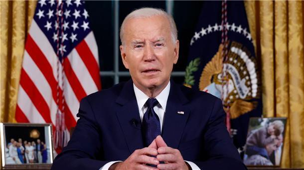Biden will Hilfspaket für Ukraine und Israel US-Präsident Joe Biden spricht im Oval Office über den Krieg in Nahost und der Ukraine.