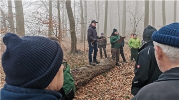 Kaminholz und Kunstobjekte: Viele Besucher bei der Holzauktion in Holßel Uwe Lilienthal auf einem Baumstamm bei der Holzauktion in Holßel
