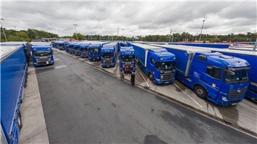 Viele Lkw einer polnischen Spedition stehen auf der Raststätte Gräfenhausen. Die Fahrer streiken.