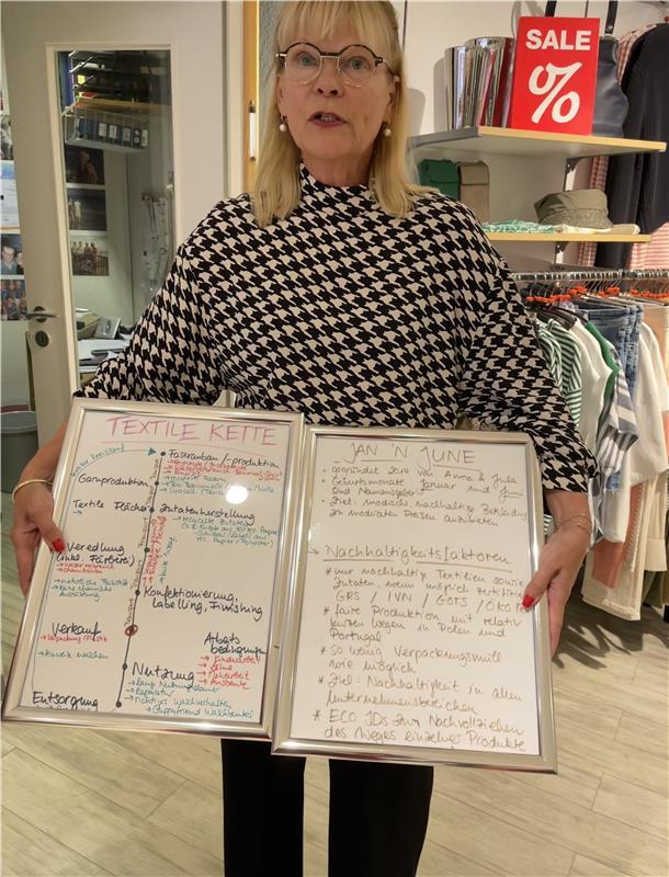 Viola Buller bietet in ihrem Nordenhamer Modegeschäft ein veganes und nachhaltig produziertes Modelabel an.