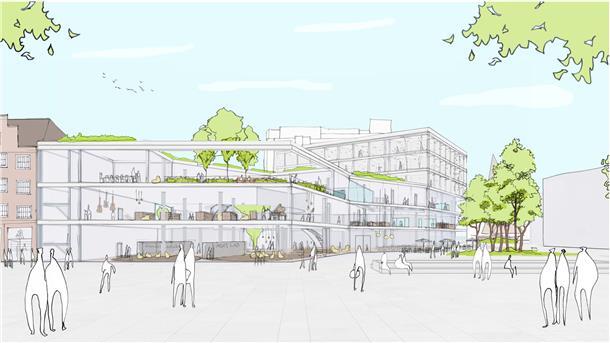 Visualierung des möglichen Baukörpers durch Gerber Architekten