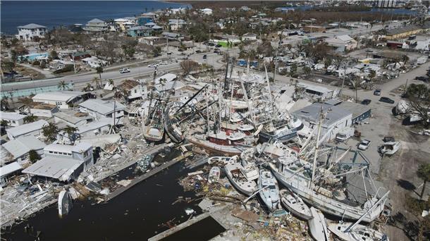 Swiss Re: Katastrophenschäden von 115 Milliarden Dollar Völlige Zerstörung nach dem Durchzug von Hurrikan „Ian“ auf San Carlos Island in Florida.