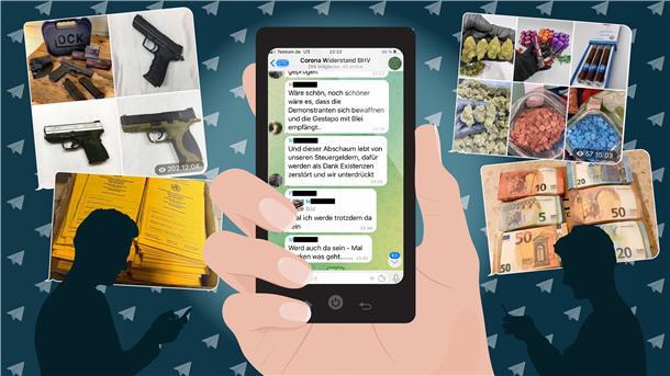 Waffen, Drogen, Falschgeld, Impfpässe, Gewaltfantasien und Hassparolen - all das findet sich in Telegram-Gruppen in der Region Bremerhaven.