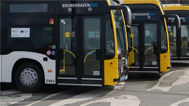 Busse von Bremerhaven Bus stehen nebeneinander