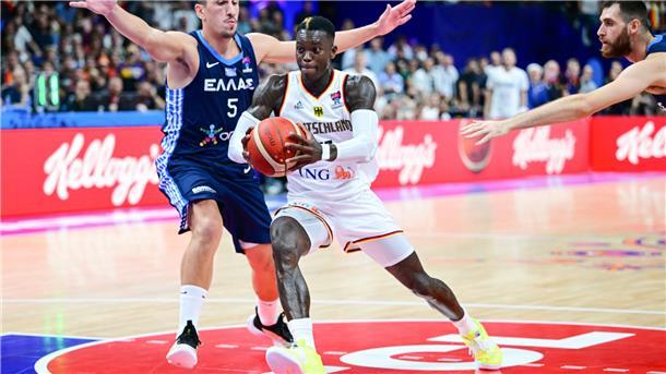 Deutsche Basketballer: Im Griechenland-Modus gegen Spanien Wie gegen Griechenland werden Dennis Schröder (im weißen Trikot) und seine DBB-Teamkameraden wieder eine Topleistung benötigen, um auch gegen Spanien zu bestehen.