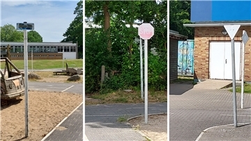 Wie sollen Kinder Verkehrsschilder kennenlernen, wenn diese total verblichen sind? Der ADFC vermutet, dass der Übungsplatz Auf der Bult kaum genutzt wird.