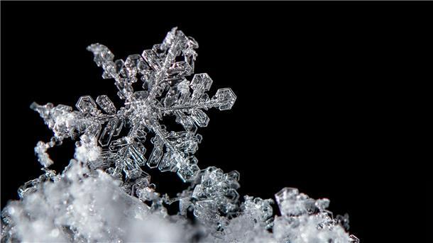 Winzige Wasserteilchen und Staubkörner spielen die entscheidenden Rollen, wenn es um die Entstehung von Schneeflocken geht.