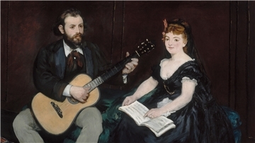 Zacharie Astruc gibt einer Frau Musikunterricht und wurde dabei von Manet gezeichnet.