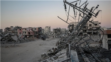 Berichte über israelische Luftangriffe im Gazastreifen Zerstörte Gebäude im Gazastreifen. (Archivbild)