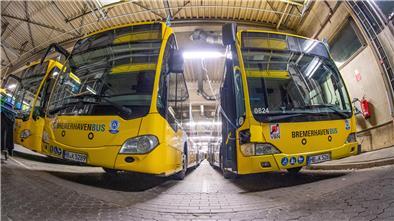Busse in der Fahrzeughalle