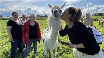 Zum Knutschen: Yvonne Ahlf ist begeistert von Lama-Dame Fernanda.