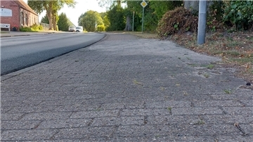 Zwei Tag nach einer Begehung mit dem Seniorenbeirat hat Bürgermeister Frank Tibke eine Stolperfalle in Kirchtimke beseitigen lassen. Der Baum wurde dabei nicht beschädigt.
