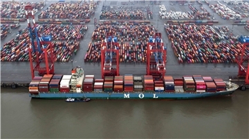 Zwischen den gestapelten Containern befinden sich derzeit die Bahngleise mit den Containerzügen. Die Gleise müssen für die Automatisierung des Terminals verlagert werden. Aber der Eurogate-Aufsichtsrat hat die Entscheidung vertagt. Foto: Scheer
